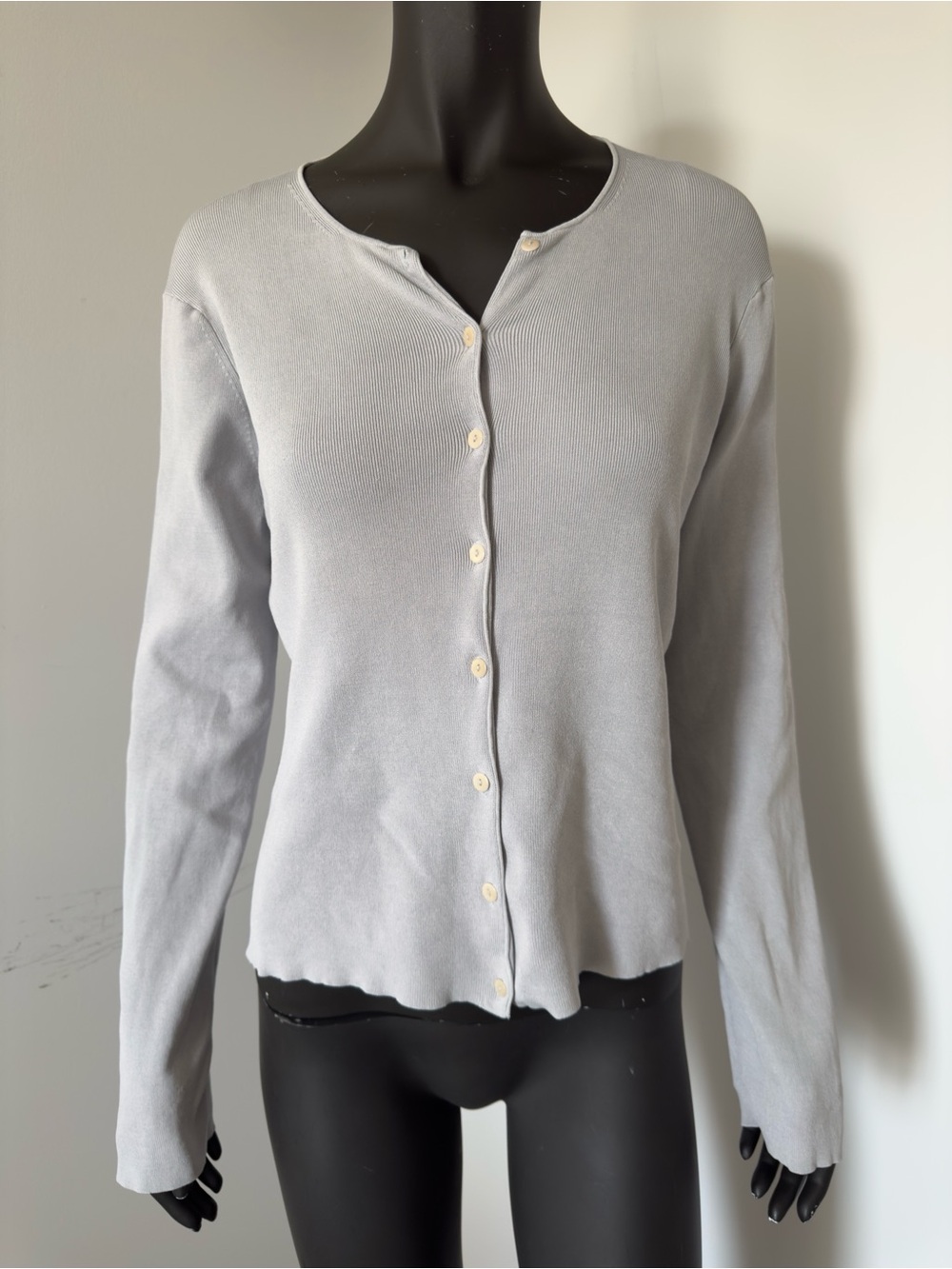 183. Kenneth Cole Silk Blend New York Light Gray Ribbed Top
